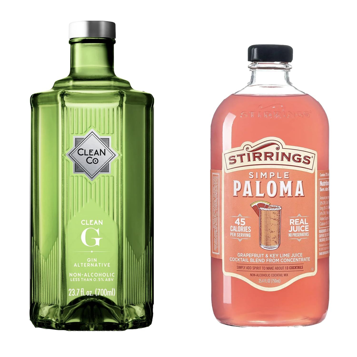 Clean Co Non-Alcoholic Gin 700ml Bottle 1-Pack With Stirrings Paloma 1-Pack