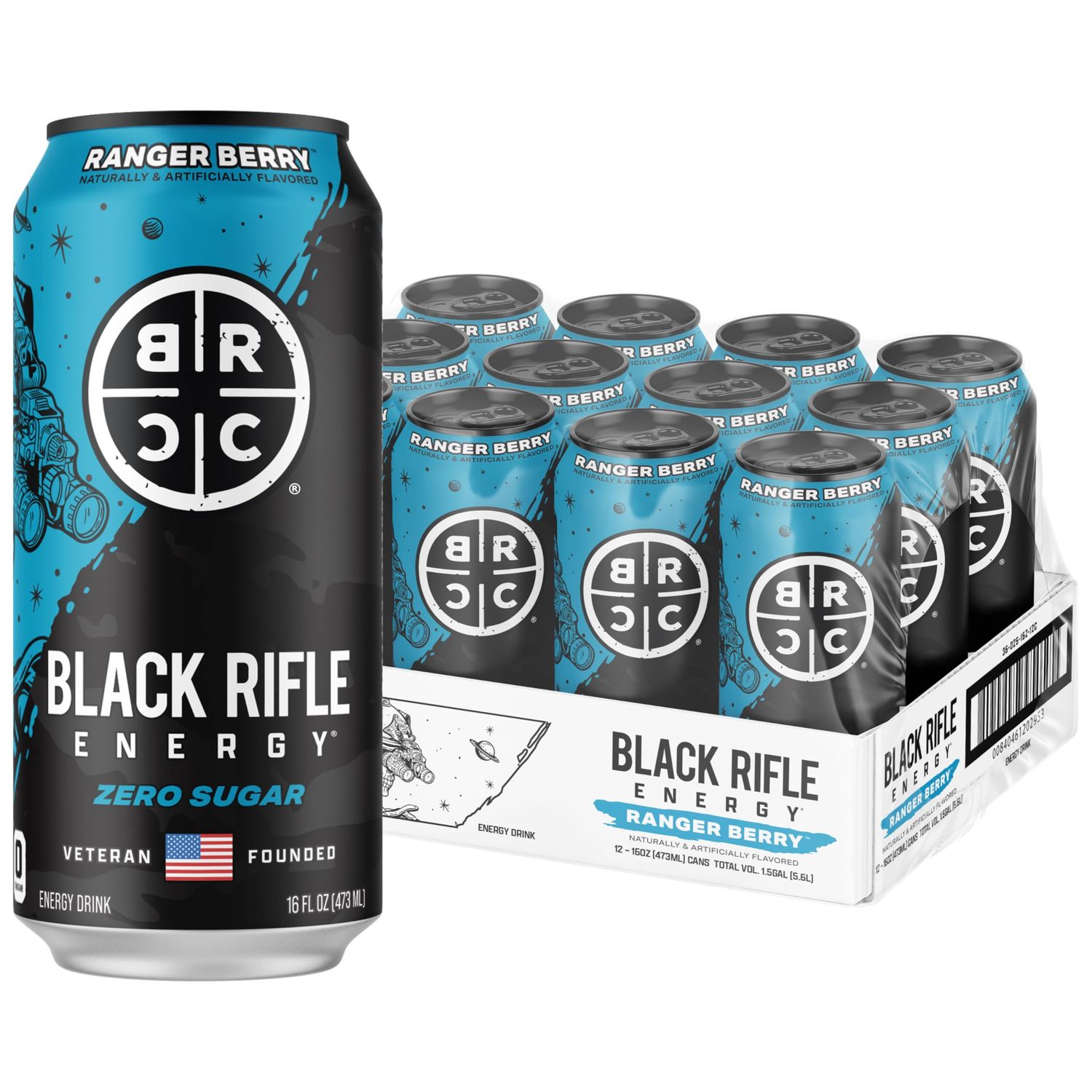 Black Rifle Energy Ranger Berry Zero Sugar Energy Drink, 200mg Caffeine, 16 fl oz can (Pack of 12)