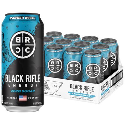 Black Rifle Energy Ranger Berry Zero Sugar Energy Drink, 200mg Caffeine, 16 fl oz can (Pack of 12)