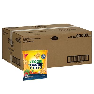 Nabisco Veggie Whole Grain Wheat Chips, Whole Grain Wheat Crackers, 60-1.75 oz Snack Packs