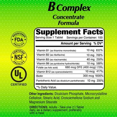 ALFA VITAMINS B Complex Formula - Daily Nutritional Supplement - B Vitamins for a Healthier Heart and Nervous System, and Natural Energy Increase - 100 Tablets
