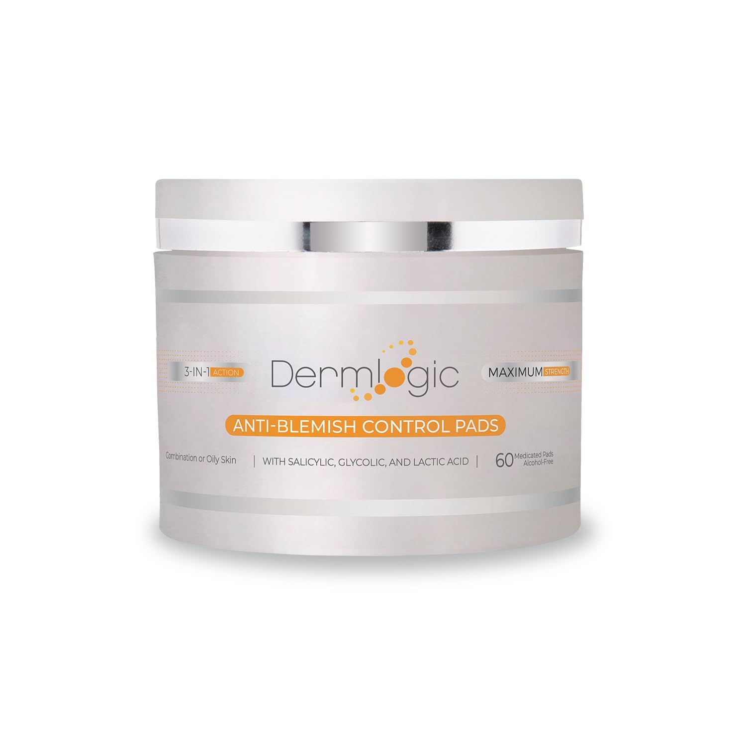 Acne Treatment Pads- Contains Salicylic, Glycolic, Lactic Acid for Face Body. Clears Away Clogged Pores, Oily Skin Cystic Breakouts. Removes Dark Spots, Blackhead Whitehead Pimples