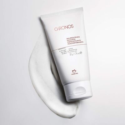 natura Chronos Skin Brightening Exfoliator - Dual Action Exfoliator with Bamboo Microparticles and Glycolic Acid and Murumuru Butter for Skin Repair - Cruelty-Free Vegan Skincare - 1.76 oz (50g)