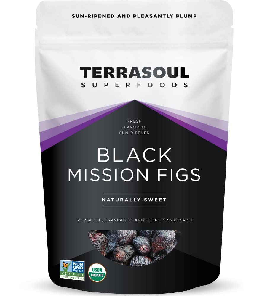 Terrasoul Superfoods Organic Black Mission Figs, 1 Lb - Fresh Sun-Ripened No-Sugar Added