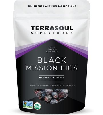 Terrasoul Superfoods Organic Black Mission Figs, 1 Lb - Fresh Sun-Ripened No-Sugar Added