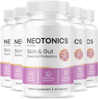 (5 Pack) Neotonics Capsules - Official Neotonics Skin Gut Essential Probiotics, Advanced Formula Neotonics Skin and Gut Organic, All Natural Supplement Neotonics Review, 150 Capsules for 5 Months