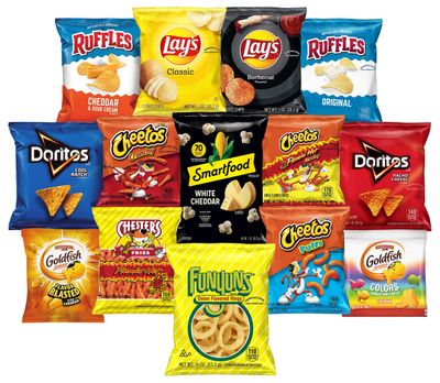 VARIETY PACK - Hot Snacks Lays Ruffles Chips, Cheetos, Doritos, Funyuns Goldfish Flavors - Individual Size Bags - Classic, Barbecue, Cheddar, Ranch and Spicy Flavored (Chips Bites Variety Pack)