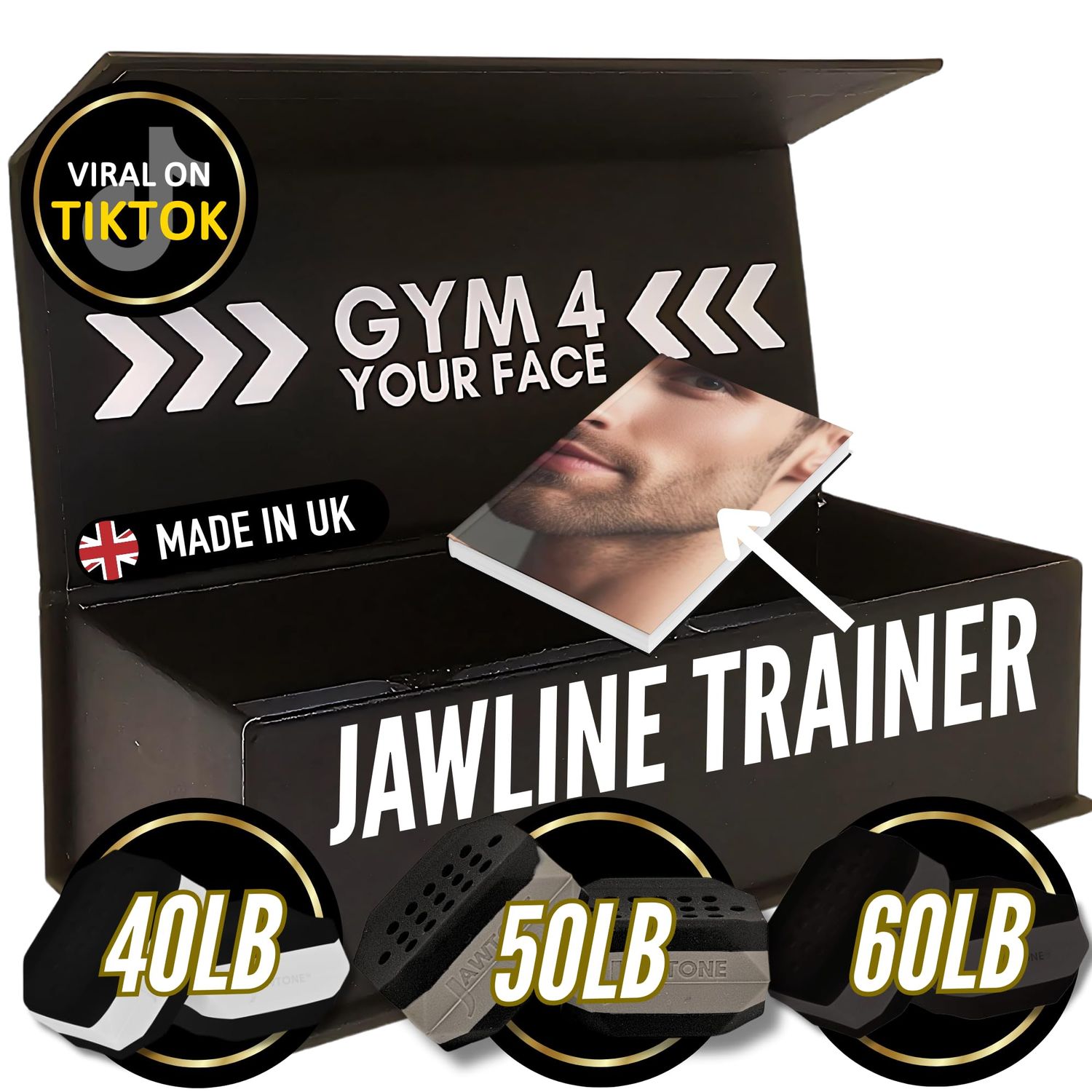 JawBlocks - Face Gym Jaw Exerciser for Men Woman [3 levels 6pcs kit] powerful jawline shaper double chin eliminator jawline exerciser double chin reducer face lift device Jaw trainer
