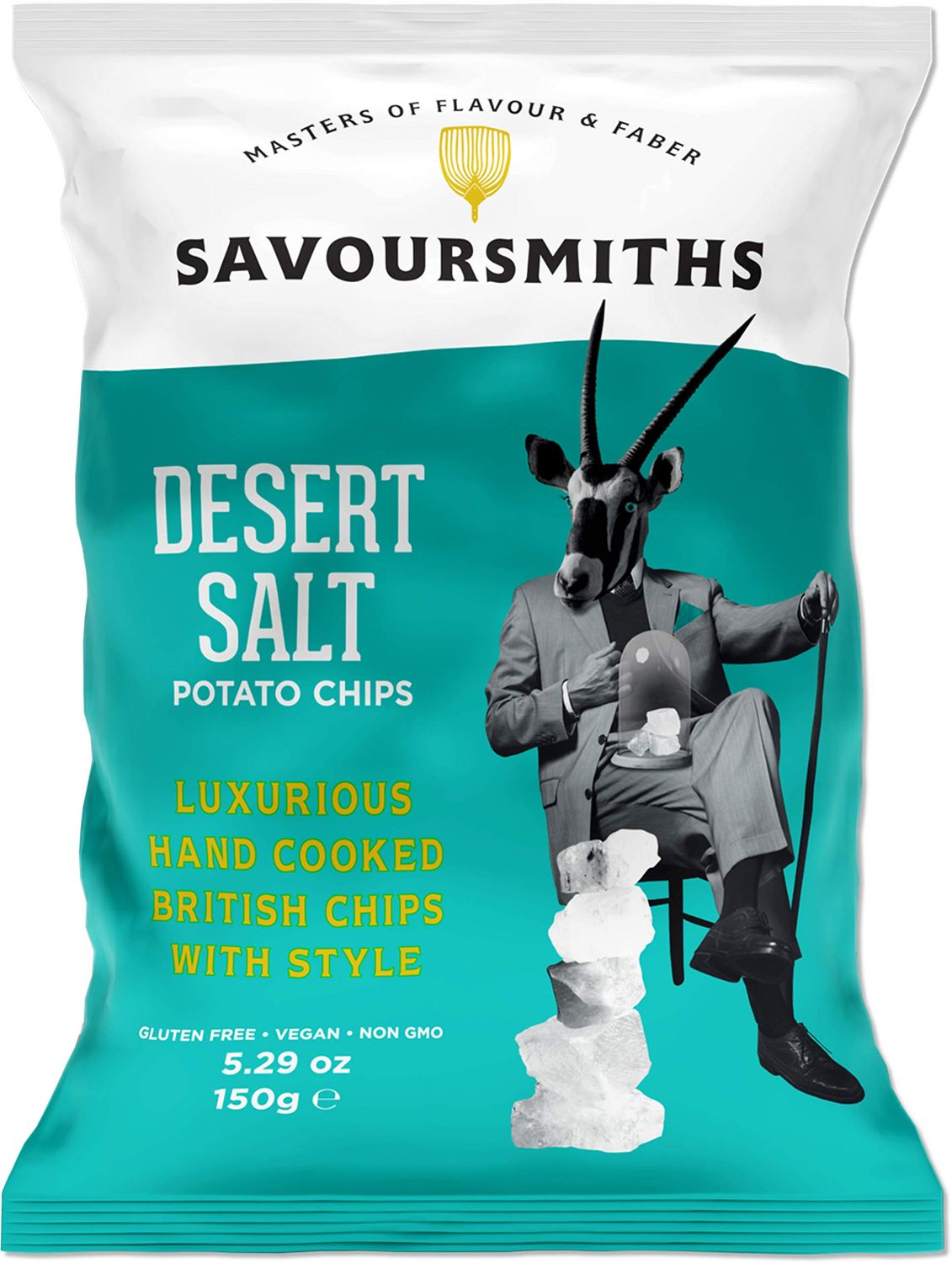 SAVOURSMITHS Hand Cooked Potato Chips, Desert Salt, Gluten Free, Vegan, Non Gmo, All Natural, 5.29 Oz, 4 Count