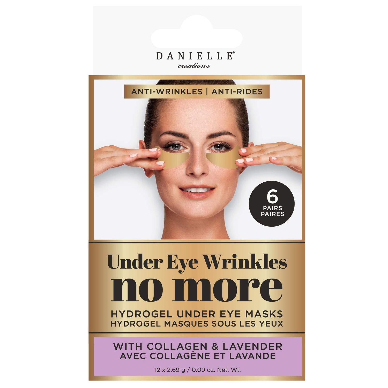 Danielle Under Eye Wrinkles No More Hydrogel Undereye Masks, 6 Pairs, Collagen Lavender, 6 Piece