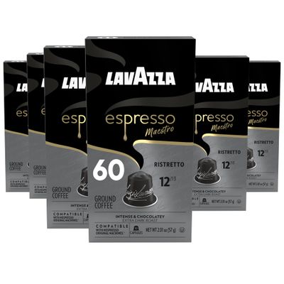 Lavazza Lavazza Ristretto Noble Dark Roast Coffee Capsules Compatible with Nespresso Original Machines, Ristretto, 10 Count (Pack of 6)