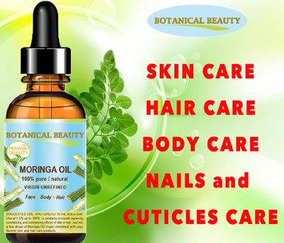 Botanical Beauty MORINGA OIL Moringa oleifera WILD GROWTH Himalayan. 100 Pure Natural Undiluted Virgin Unrefined 0.5 Fl.oz.- 15 ml for Face, Skin, Hair, Lip, Nails