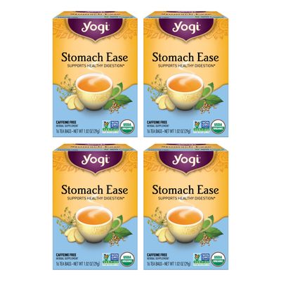 Yogi Tea Stomach Ease - 16 Bags per Pack (4 Packs) - Digestive Tea to Help Soothe Calm the Stomach - Includes Licorice, Fennel, Ginger, Peppermint More