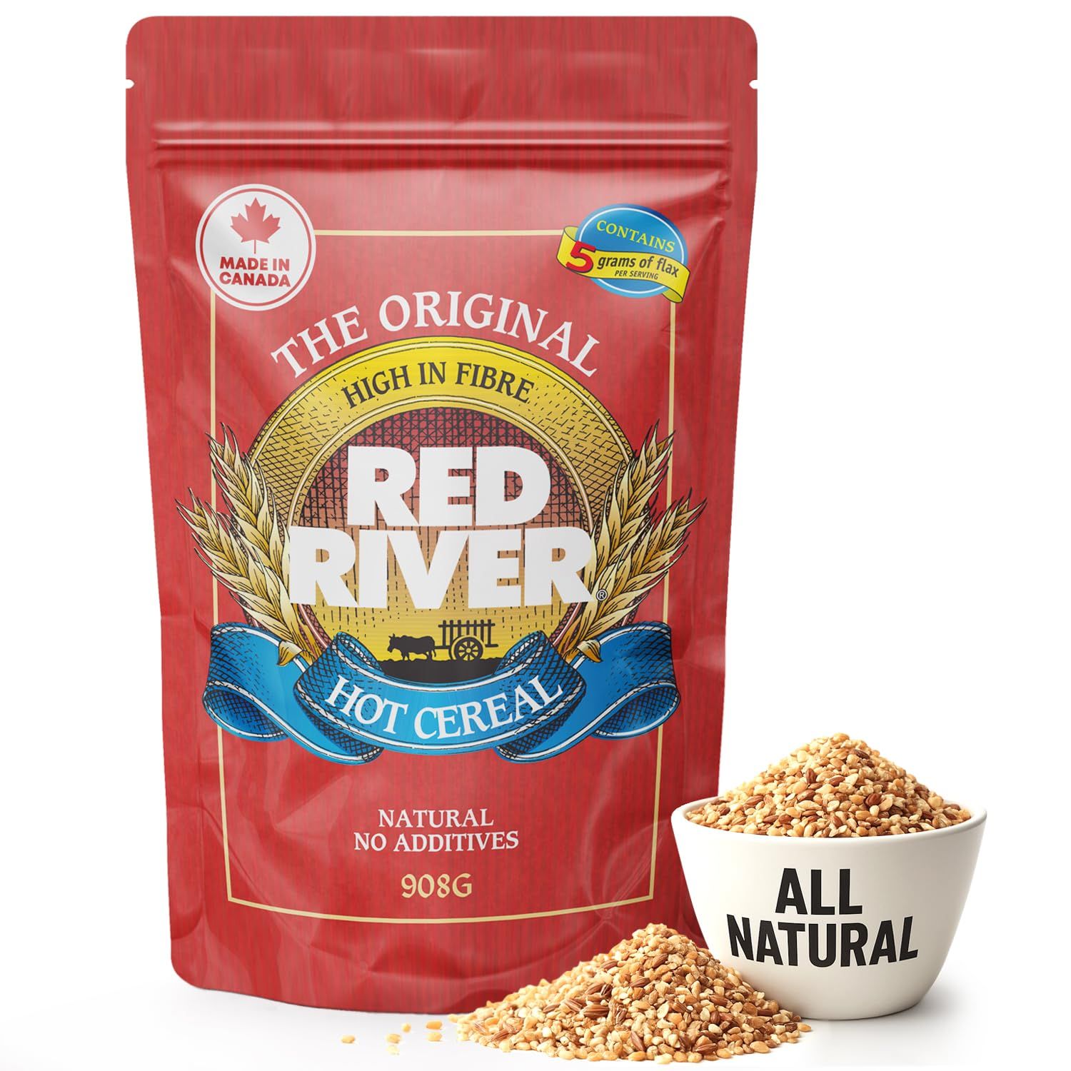 Red River Cereal - 7 Grain Hot Cereal (2lbs 685g) Made in Canada at Arva Flour Mills - All Natural, No-Additives (1-Pack)