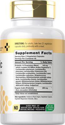 Doctor's Way Probiotic Supplement 50 Billion Active Organisms 90 Capsules 14 Strains with Prebiotic for Men and Women Vegetarian, Non-GMO, Gluten Free