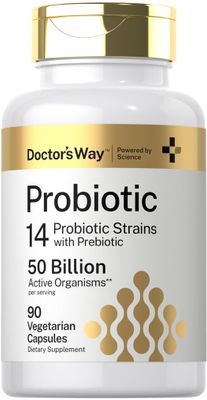 Doctor&#39;s Way Probiotic Supplement 50 Billion Active Organisms 90 Capsules 14 Strains with Prebiotic for Men and Women Vegetarian, Non-GMO, Gluten Free