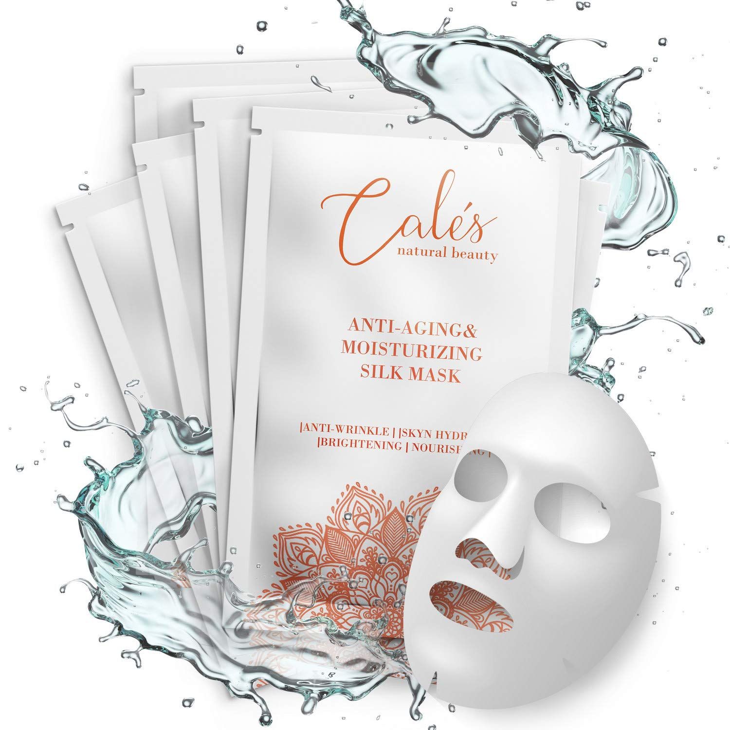 Cal s Anti-Aging and Moisturizing Face Mask Set - Hydrating Face Masks for Women - 100 Cotton Face Mask Sheets for Skin Brightening and Nourishing - Hyaluronic Acid Sheet Masks (5 Pack)