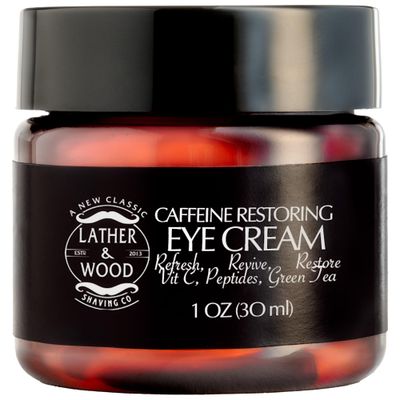 Lather Wood Shaving Co Caffeine Restoring Eye Cream For Men - &#39;The Tiny Jar that Packs a Punch&#39; Mens Eye Cream 30ml