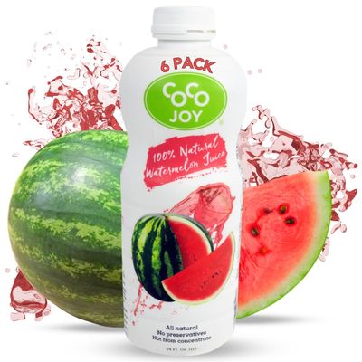 CoCo Joy 100 Natural Watermelon Juice, (6-Pack) Fresh Low-Calorie Watermelon Drink with Electrolytes, Vitamins C and A, and Potassium