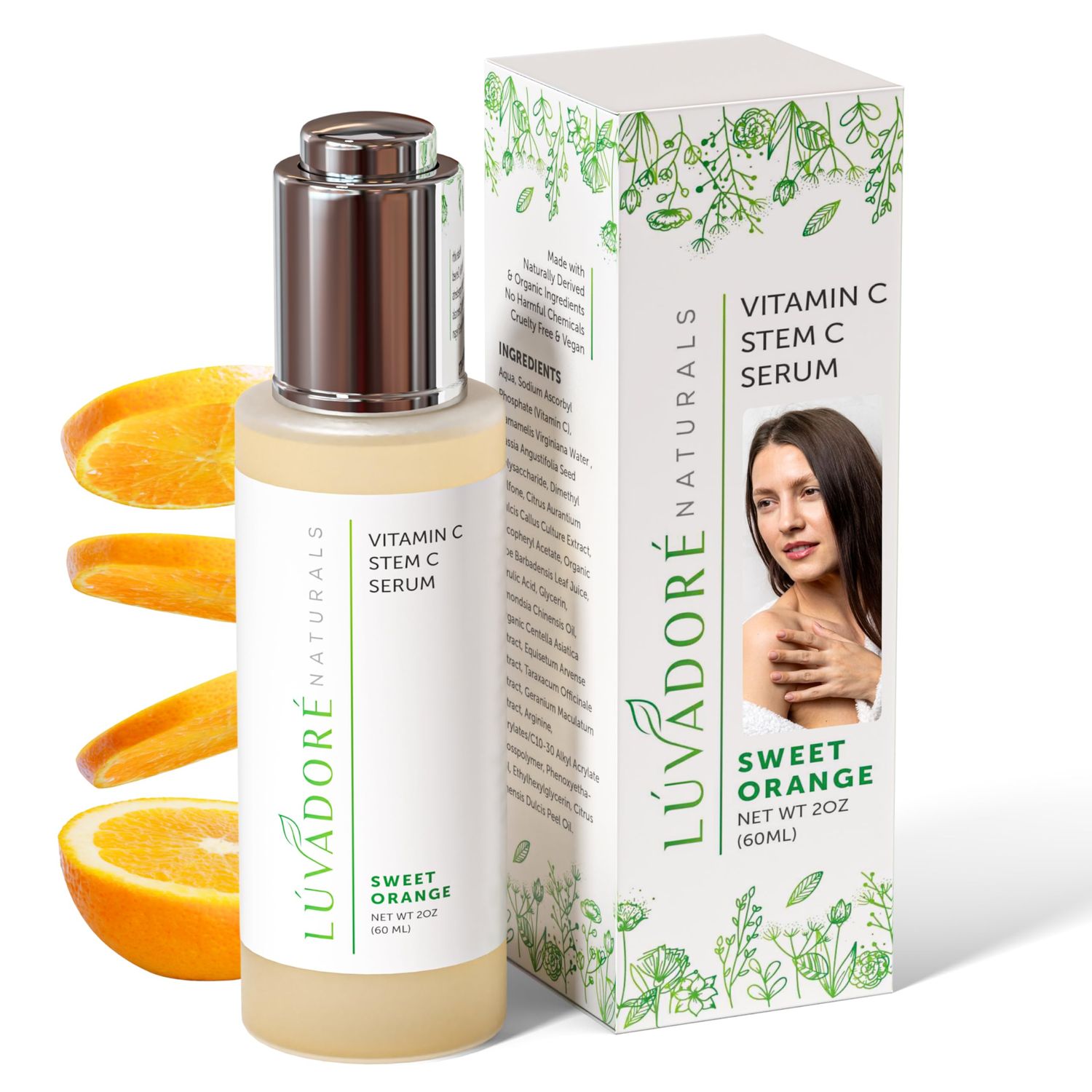 Vitamin C Serum for Face Neck 2oz - 20 Vit C Serum Face, Reduces Dark Spots, Firms Skin with Orange Stem Cells, Plant Based Vitamin C, Anti-Aging, Natural Clean Beauty