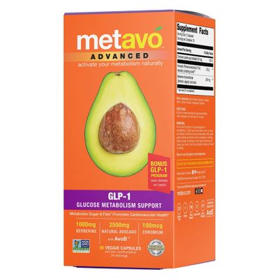 Metavo Advanced GLP-1 Metabolism Support - Boost Metabolism, Manage Glucose Spikes, Enhance Energy - 90 Easy to Swallow Capsules