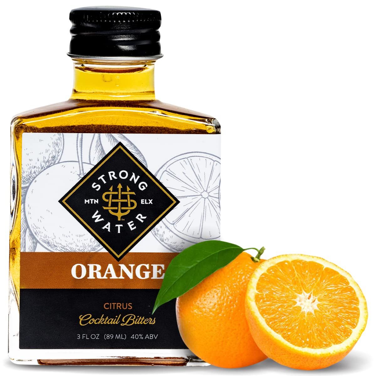 Strongwater Orange Bitters (40 Servings) - Spiced Orange Bitters for Cocktails - Cocktail Bitters with Zest, Cardamom Walnut - Pair with Whiskey, Bourbon, Vodka, Rum, Gin - 3oz, 1 Pack