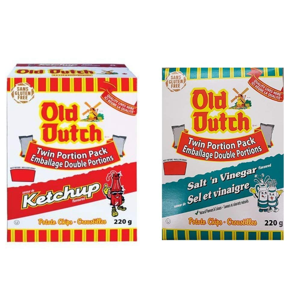 1 Box of Old Dutch Ketchup Chips and 1 Box of Old Dutch Salt Vinegar Chips (2 x 220G) Bundle Imported from Canada
