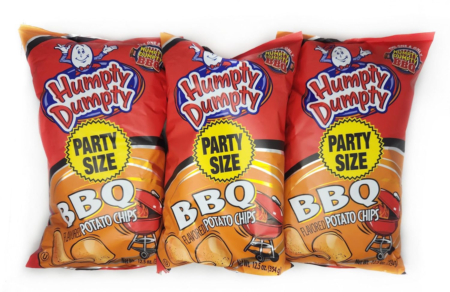 3 Pack of Party Size Barbecue Potato Chips 12.5oz Bags Humpty Dumpty Imported From Canada