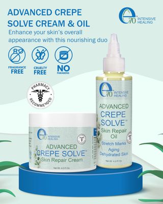 e70 Advance Crepe Solve Skin Firming Cream Moisturizing Body Oil Set - Made with Natural Oils, Licorice Root Chamomile Extract - Face Body Serum Crepey Skin Smoothing Cream