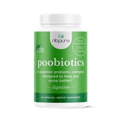 nbpure Poobiotics, Vegan Pre Probiotics - Gut Health Microbiome Balance Support for Men Women - Supports IBS, Diarrhea, Constipation, Leaky Gut Relief - Lactobacillus Bifidobacterium