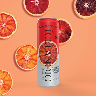 Icelandic Glacial Sparkling Water, Tarocco Blood Orange, 330 ml 11.1 Fl Oz Cans (Pack of 10)