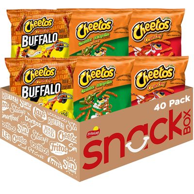 Cheetos Cheese Flavored Snacks, Cheesy Spicy Favorites with Crunchy, Buffalo, and Cheddar Jalapeno Variety Pack, 1 Ounce (Pack of 40)