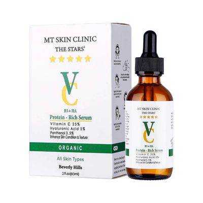 MT Skin Clinic Pro Advanced Hyaluronic Acid Serum for Face, Glow Antioxidant Protein-Rich Face Lift Serum with Vitamin C, Niacinamide and B5 for Dry Skin Hydrating and Anti-Aging, 2oz