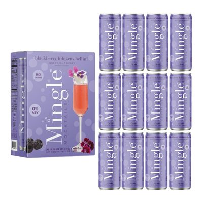 Mingle Mocktails Blackberry Hibiscus Bellini, Non-Alcoholic Drinks, Pre-Mixed Drinks, Canned Mocktails, 12 fl. oz. Cans, Pack of 24