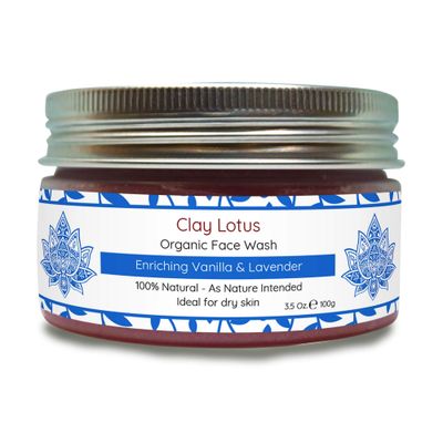 Clay Lotus Organic Face Wash - Hydrating Cleanser for Dry, Mature Skin. Anti-aging, Natural Formula for Reduced Wrinkles and Restored Radiance- Vegan and Moisturizing- For Women Men