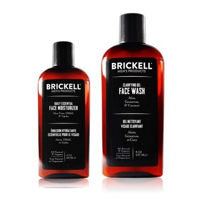Brickell Men&#39;s Daily Essential Face Care Routine I, Gel Facial Cleanser Wash and Face Moisturizer Lotion, Men&#39;s Skincare Gift Set Natural and Organic, Scented