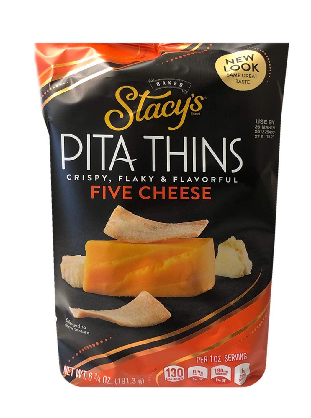 Five Cheese Flavored Pita Thins - Crispy Flaky Chips Made From Real Pita Bread - 6.75 oz (Pack of 2)