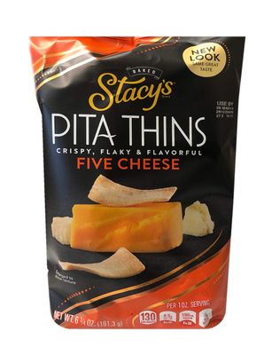 Five Cheese Flavored Pita Thins - Crispy Flaky Chips Made From Real Pita Bread - 6.75 oz (Pack of 2)