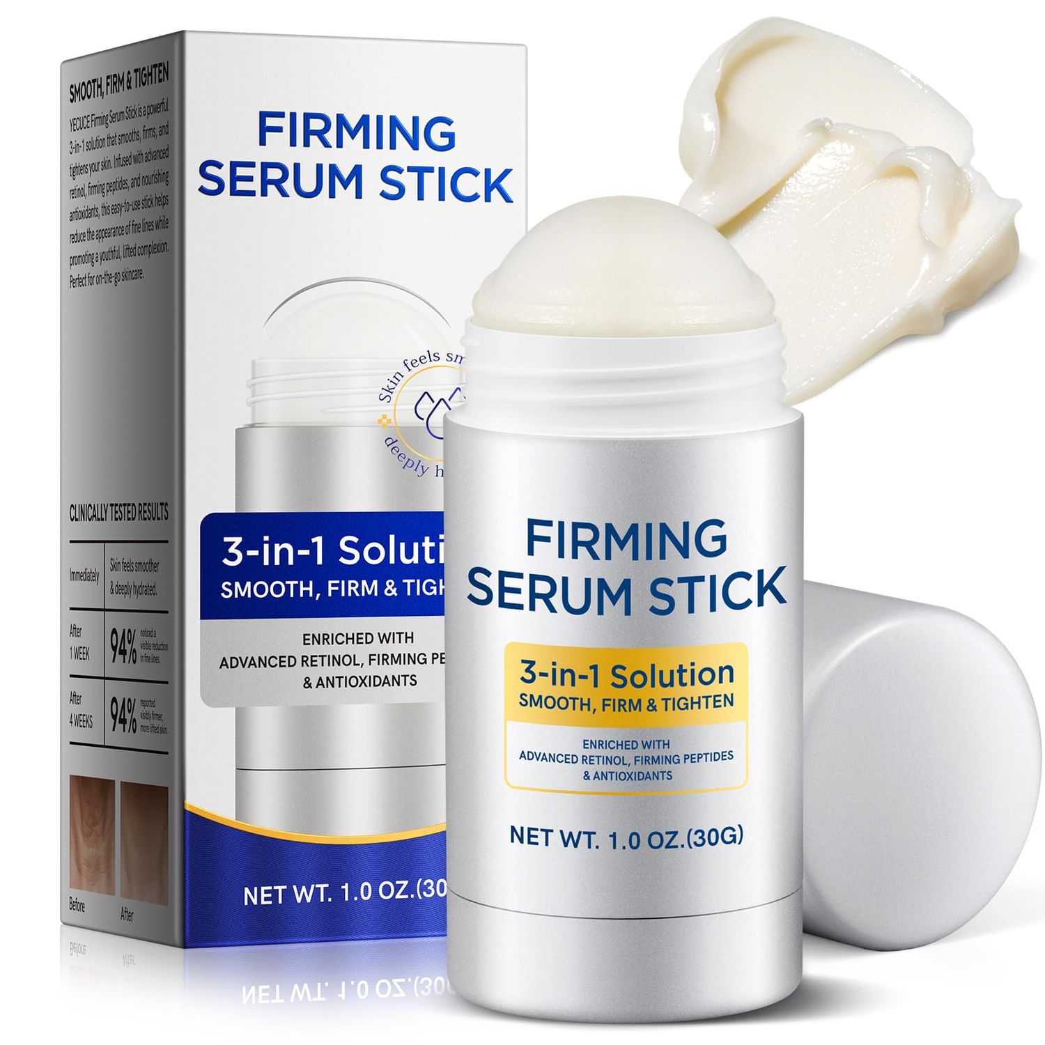 Advanced Retinol Firming Serum Stick for Women,3-in-1Retinol Face Stick, Tighten and Firm Face Neck, Smoothes Fine Lines and Wrinkles, Reduces Wrinkles, Anti Aging Repair for All Skin Types