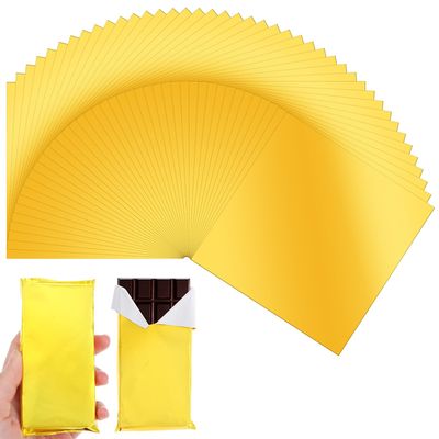 Oruola 120pcs Chocolate Wrappers,Gold Glossy Chocolate Foil Wrappers,Chocolates Bar Wrapper Packaging, for Caramel Chocolates Bars Butter DIY Homemade Candy Packaging,7.8 X 7.8 In