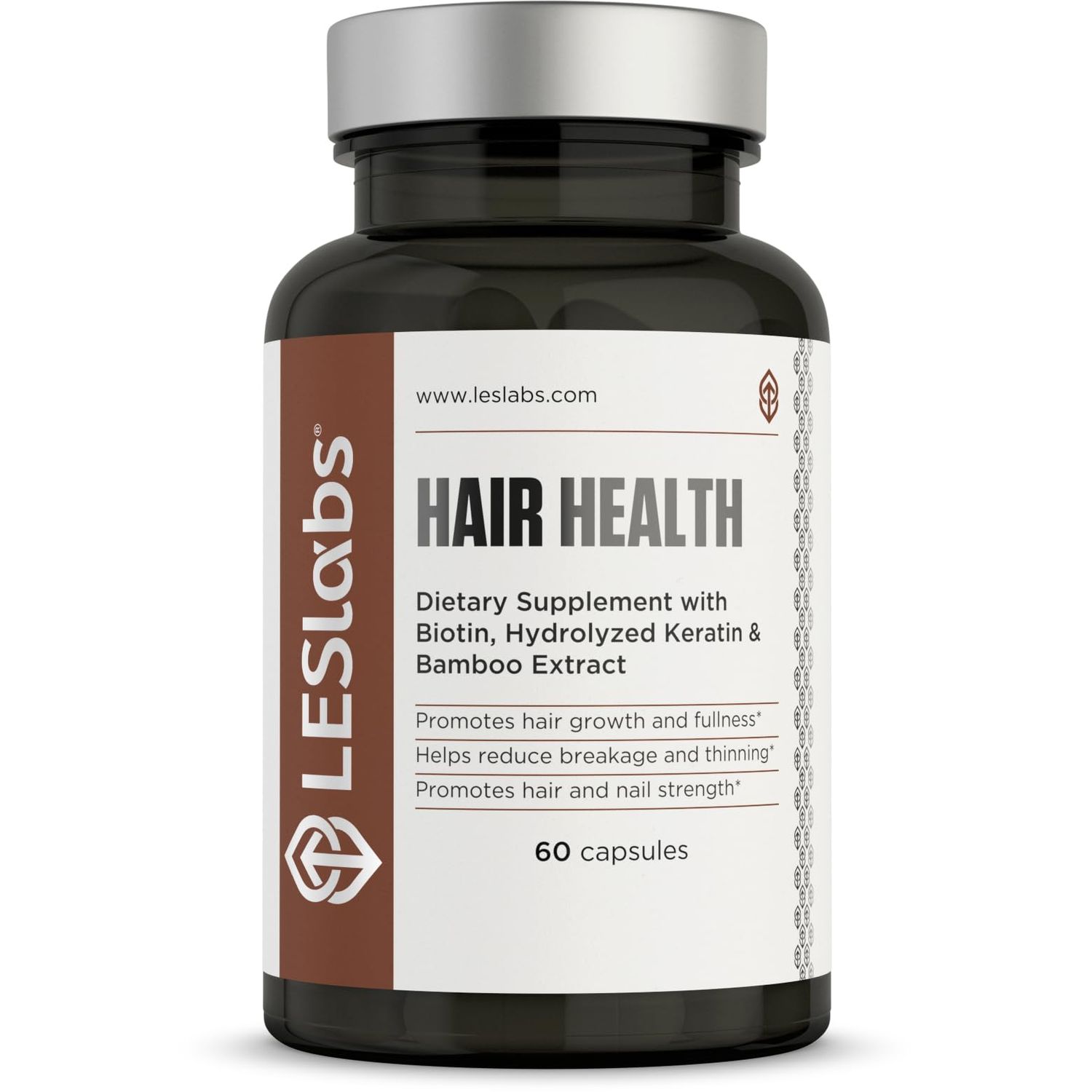 LES Labs Hair Health - Hair Growth Nails Supplement, Improved Thickness, Strength Fullness - Keratin, Biotin, Pumpkin Seed MSM - 60 Capsules