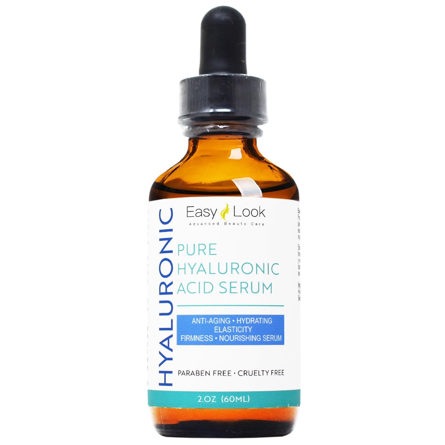Easy Look Pure Hyaluronic Acid Serum for Face Anti Aging, Fine Lines, Dark Spots, Dry Skin 2 oz