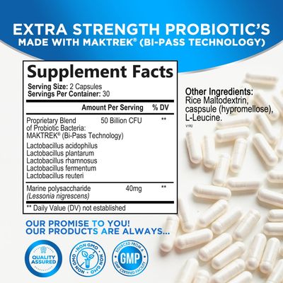 Women Probiotics For Digestive Health - Daily Vaginal PH Balance, Digestive Feminine Health Support, 50 Billion CFU - 6 Unique Strains for Women - Womens Probiotic With Acidophilus - 60 Capsules