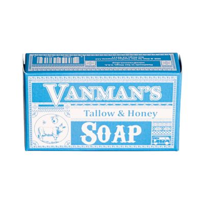 VanMan Beef Tallow and Honey Bar Soap - Pure Grass-Fed Beef Tallow for Skin with Raw Honey Distilled Water, Unscented Soap, Hydrating Nourishing, Clean Ingredients, 3.8oz - 1 Pack