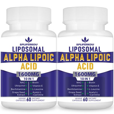 Spliferkou Liposomal Alpha Lipoic Acid 1600mg per Serving,Alpha lipoic Acid Nutritional Supplements for Antioxidant Health,Energy and Metabolism-Gluten FreeNon GMO 120 Capsules