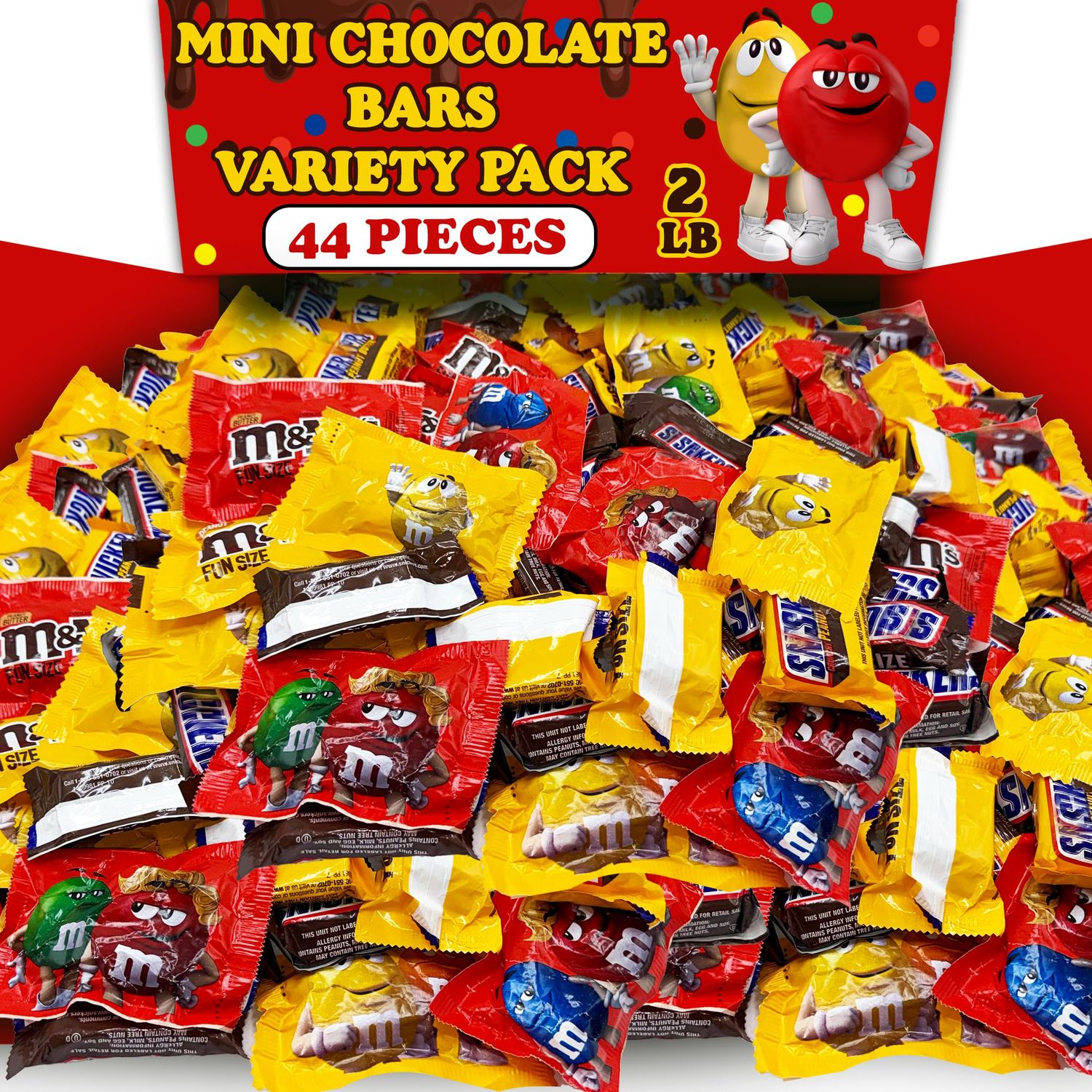 Bulk Chocolate Candy Assortment Mix, 2 Lbs, Mars Fun Size Candy Bars Variety Party Pack, Individually Wrapped Assorted Peanut Butter and Milk Chocolate Candies for Office, Party and Snacking