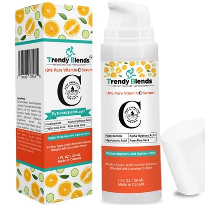 18 Pure Vitamin C For Face Serum Hyaluronic Acid Niacinamides Even Skin Tone Moisturizer Smooths Fine Lines with Deep Hydrating Formula 1Fl Oz