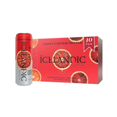 Icelandic Glacial Sparkling Water, Tarocco Blood Orange, 330 ml 11.1 Fl Oz Cans (Pack of 10)
