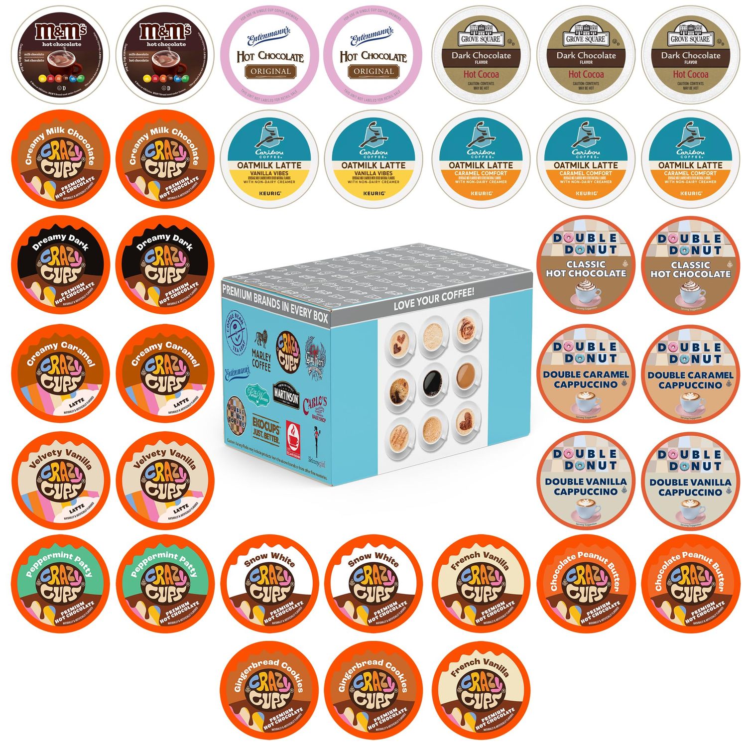 Crazy Cups Cappuccino Hot Chocolate Variety Pack, Including Flavored Hot Chocolate Cappuccino Coffee for Keurig K Cup Machines, Coffee Gift Set, Hot Chocolate Gift Set, 36 Count(Pack of 1)