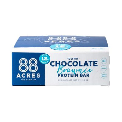 88 Acres Dark Chocolate Brownie Seed Protein Bar 9 Count, 1.9 OZ